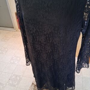 Fashion Bug Black Lace Long Sleeve Dress